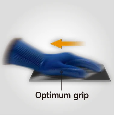 Blue glove illustrating optimum dry grip